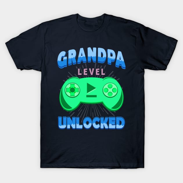 Husband Gaming Controller Dad Grandpa Level Unlocked T-Shirt by JaussZ